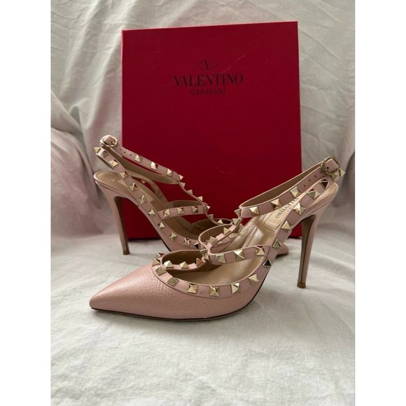 Valentino Rockstud Women's Rockstud Pumps Hells Pink Leather Size 39 - Picture 6 of 12
